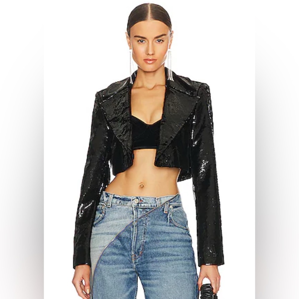 GAUGE81 Vannes Cropped Metallic Velvet Blazer